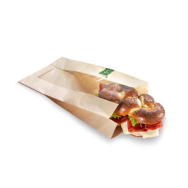 naturesse PaperWise Sandwichbeutel mit PLA-Fenster 33x12x2x3cm