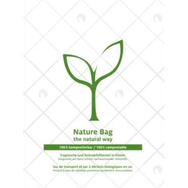 naturesse Knotenbeutel MaterBi 2-farbig 220+120x430/0,016mm / 10 Rollen á 150 Beutel / 15my