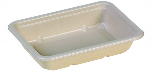 Menüschale Zuckerrohr/PBAT, nature, 420 ml, 175 x 125 x 35 mm