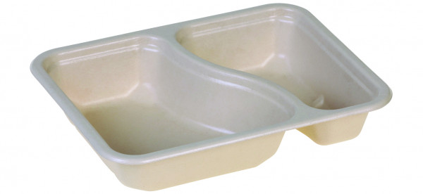 naturesse Zuckerrohr Menuschale mit Biolaminierung 2-tlg, 227 x 178 x 45 mm, nature