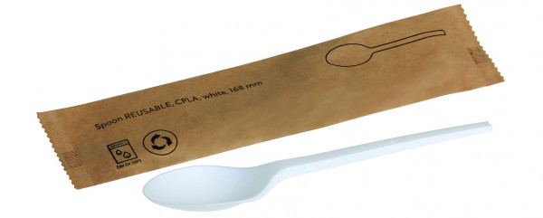 Suppenlöffel REUSABLE CPLA, weiss 168mm, einzeln verpackt